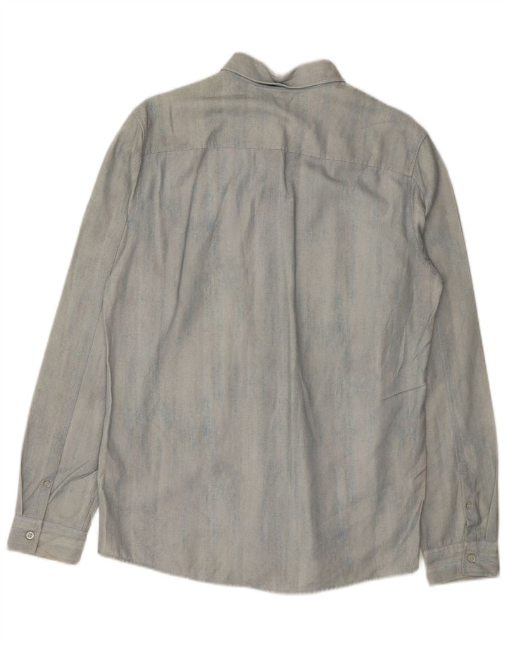 Camisa jeans masculina Cos pequena azul Lyocell