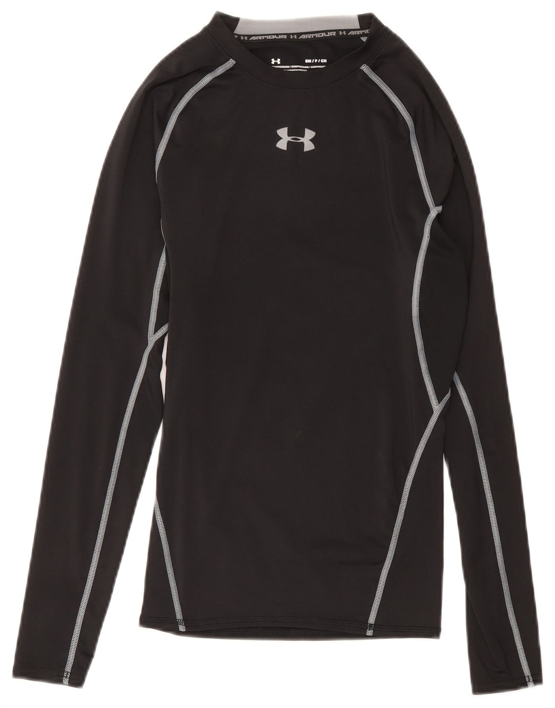 Under Armour Masculino Heat Gear Graphic Top Manga Longa Pequeno Poliéster Preto