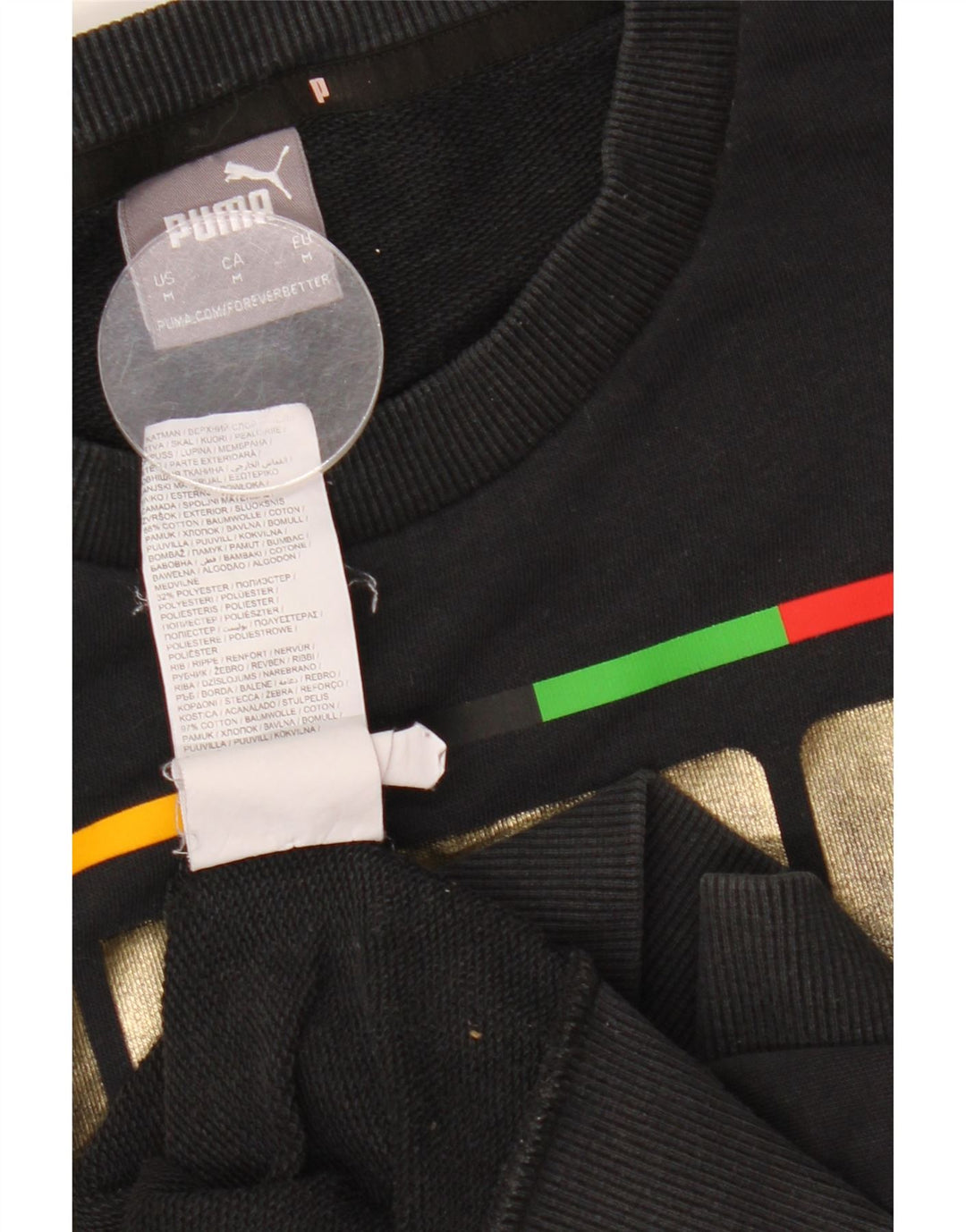 Puma Mens Graphic Moletom Jumper Médio Algodão Preto
