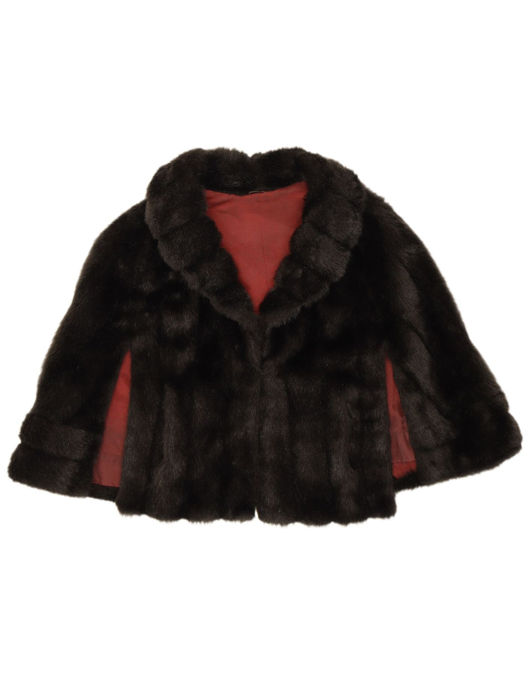 Jaqueta feminina VINTAGE Poncho Bolero de pele sintética tamanho único preto