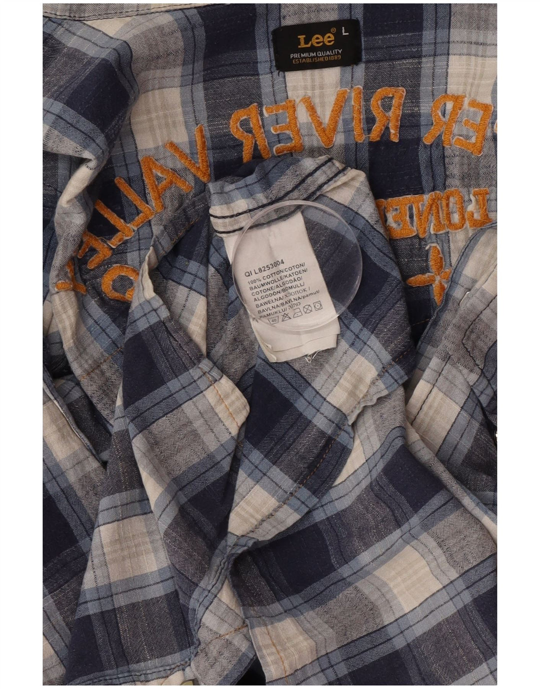 Camisa gráfica masculina Lee grande algodão xadrez azul