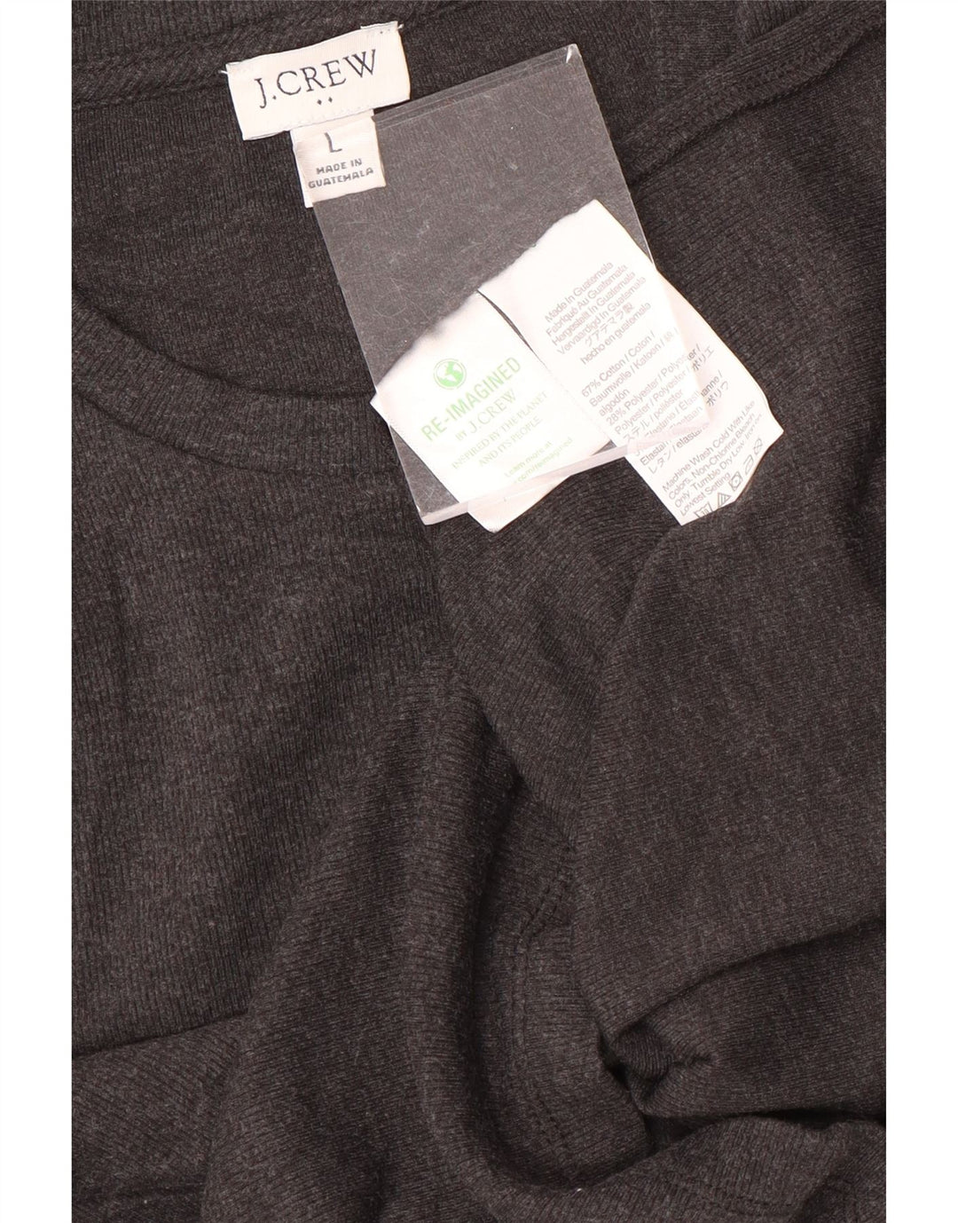 Camiseta feminina J. CREW Top UK 14 grande algodão cinza