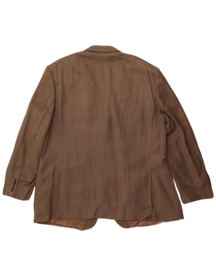 Jaqueta blazer masculina de 2 botões Marks & Spencer Reino Unido 38 seda cáqui média