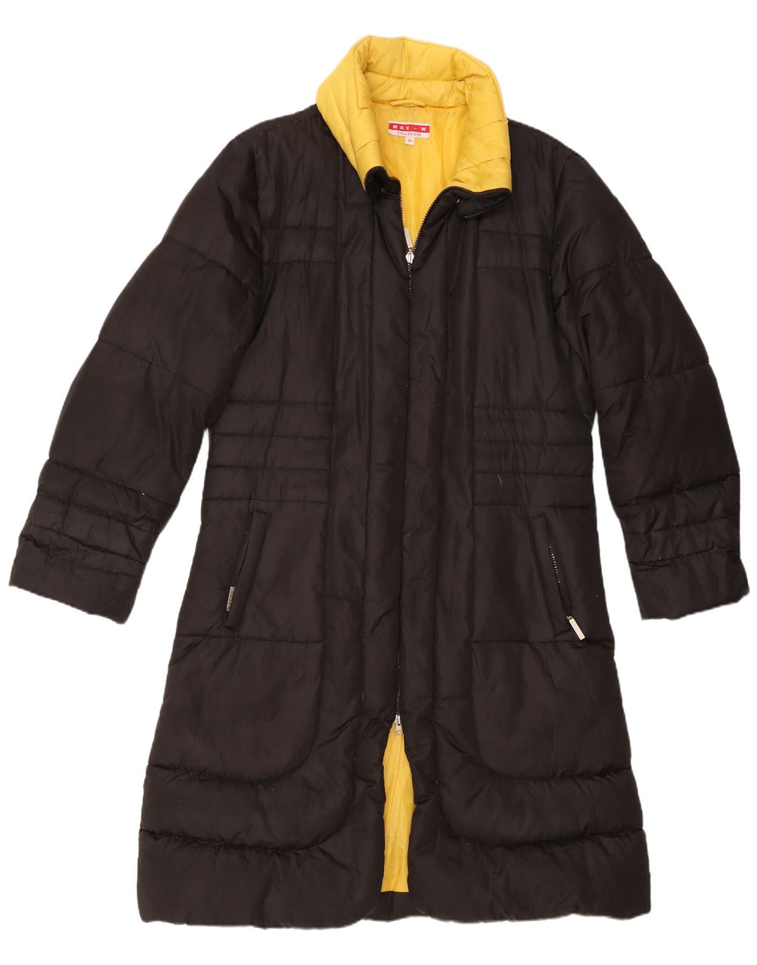 Casaco acolchoado feminino vintage UK 18 XL poliéster preto