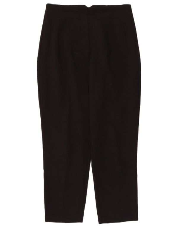 Zara Calça feminina cropped cintura alta grande W30 L25 poliéster preto
