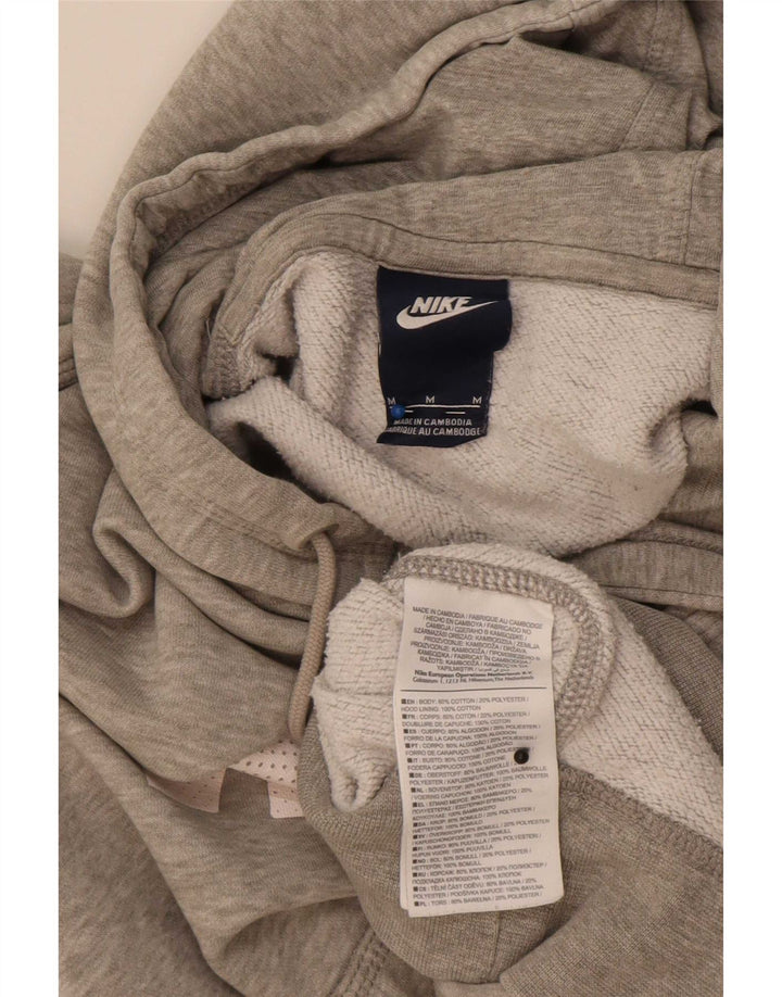 Suéter com capuz gráfico masculino Nike médio cinza algodão manchado