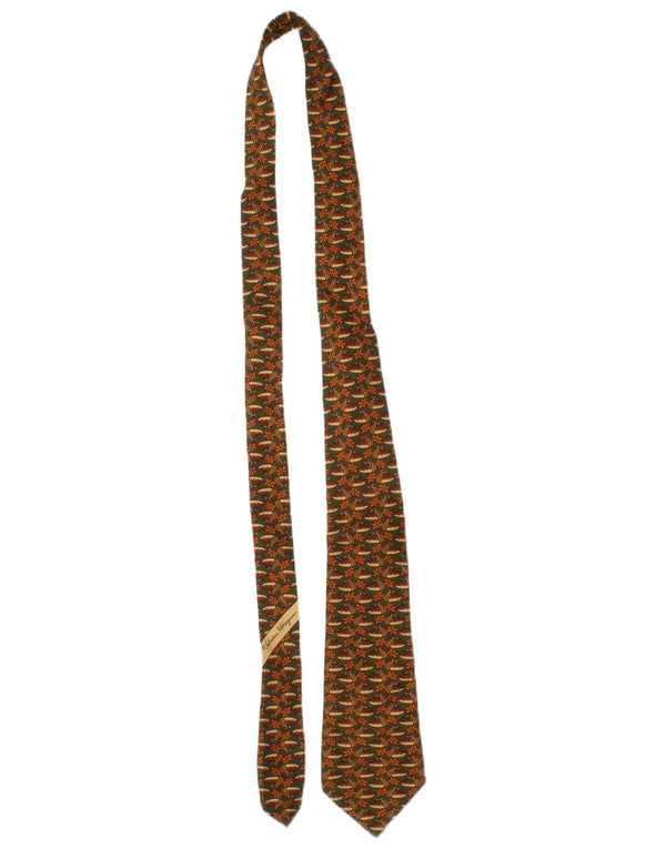 Gravata masculina Salvatore Ferragamo tamanho único L57 marrom estampa animal seda clássica
