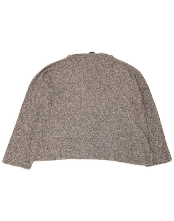 Top feminino Zara de manga comprida UK 14 cinza médio manchado