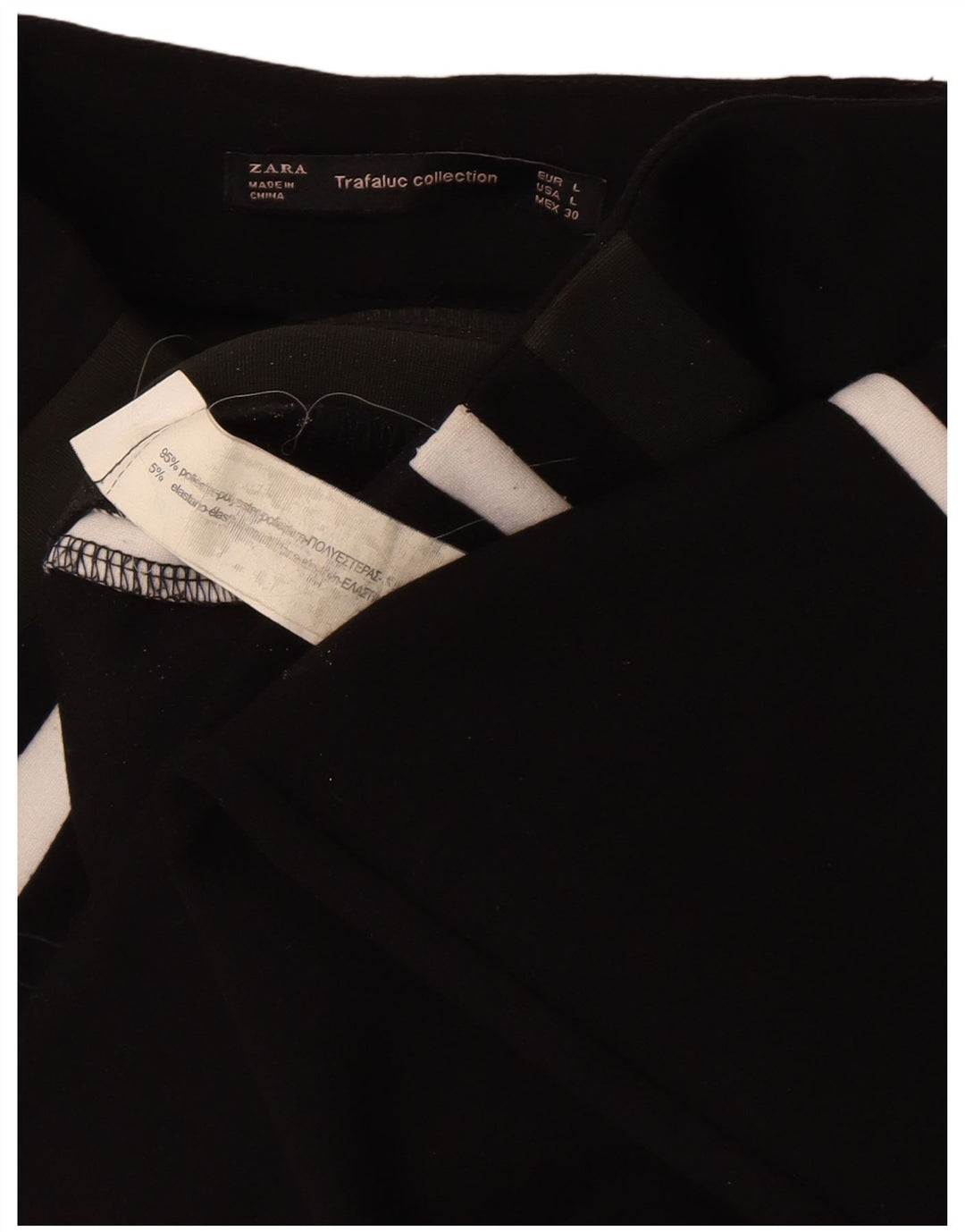 Zara Womens Trafaluc Leggings UK 14 Grande Preto Colourblock Poliéster