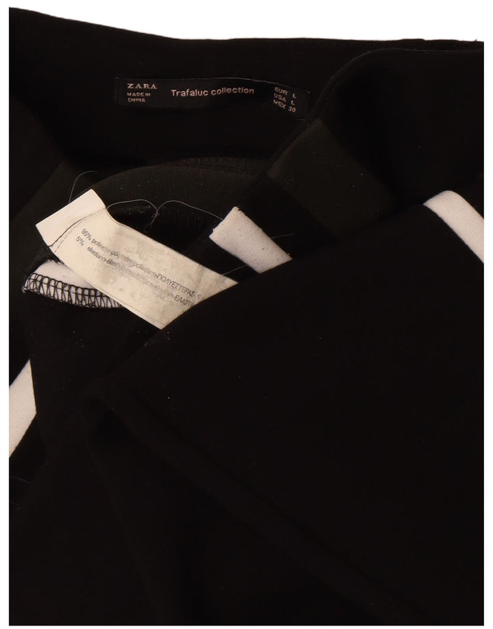 Zara Womens Trafaluc Leggings UK 14 Grande Preto Colourblock Poliéster