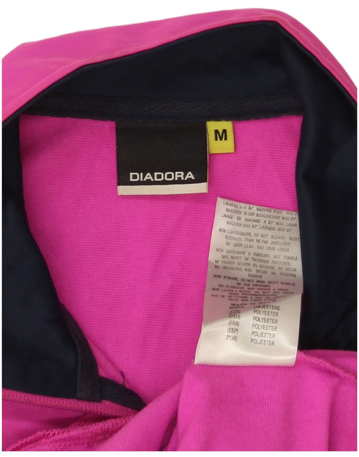 Diadora Womens Tracksuit Top Jacket UK 14 Medium Pink Poliéster