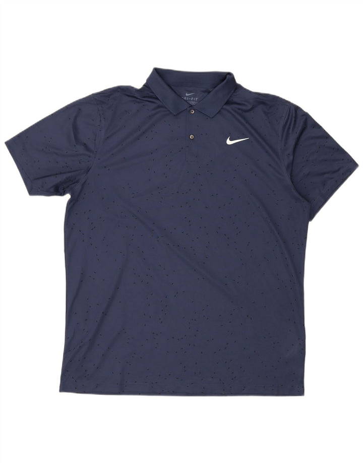 Camisa polo masculina Nike Dri Fit Standard Fit grande poliéster azul marinho
