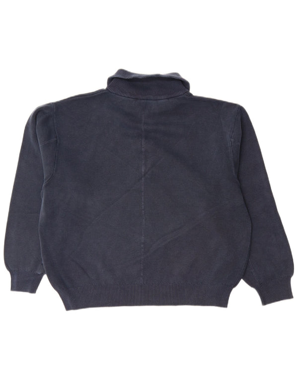 Suéter masculino Zara com ajuste solto e gola polo, algodão azul marinho médio