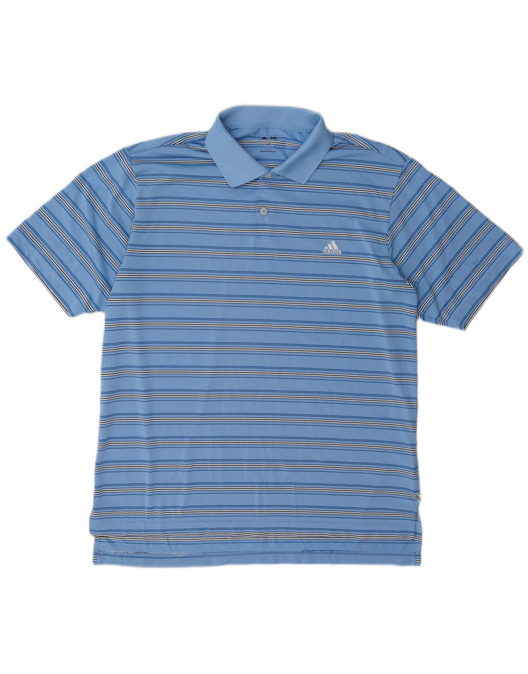 Camisa polo masculina Adidas grande poliéster listrado azul
