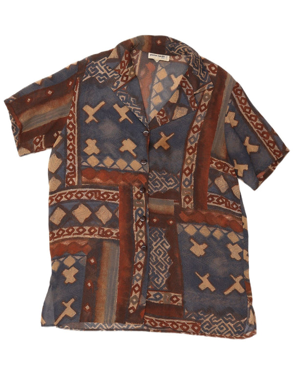 Blusa feminina de manga curta PIERRE CARDIN IT 48 XL marrom geométrico