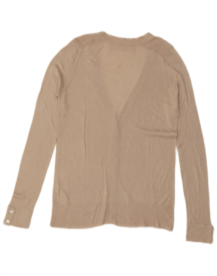 Suéter cardigã feminino ZARA UK 10 pequeno off white viscose