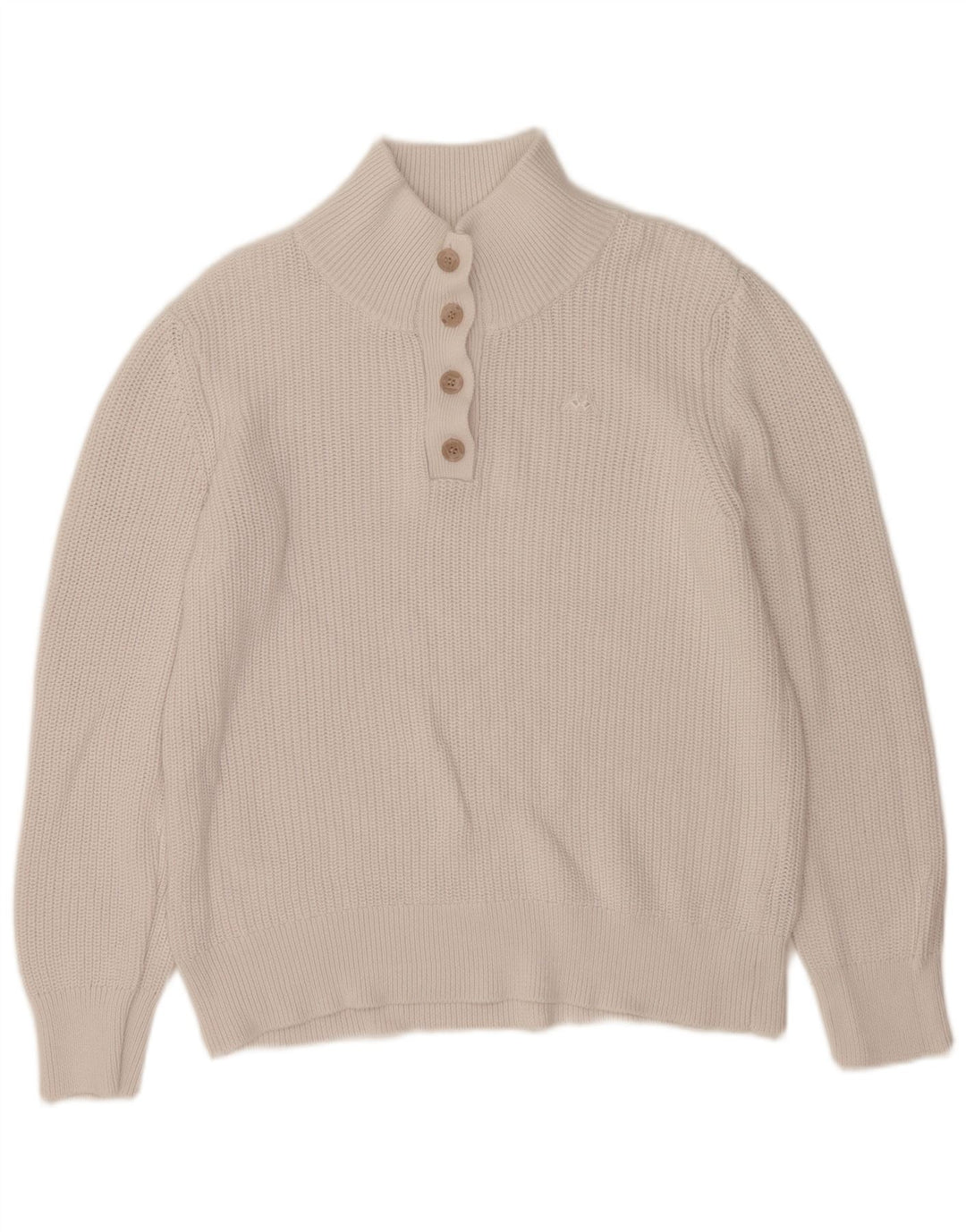 Suéter feminino Kappa com gola redonda e botão UK 16 grande algodão branco