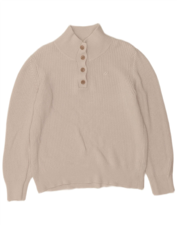 Suéter feminino Kappa com gola redonda e botão UK 16 grande algodão branco