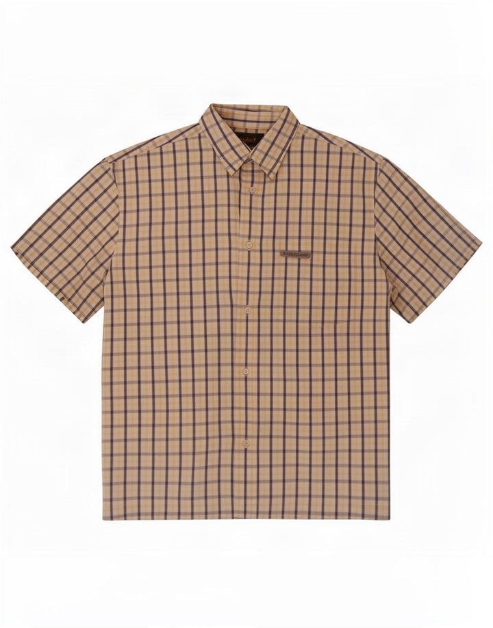 Camisa masculina de manga curta Timberland, algodão xadrez médio multicolorido