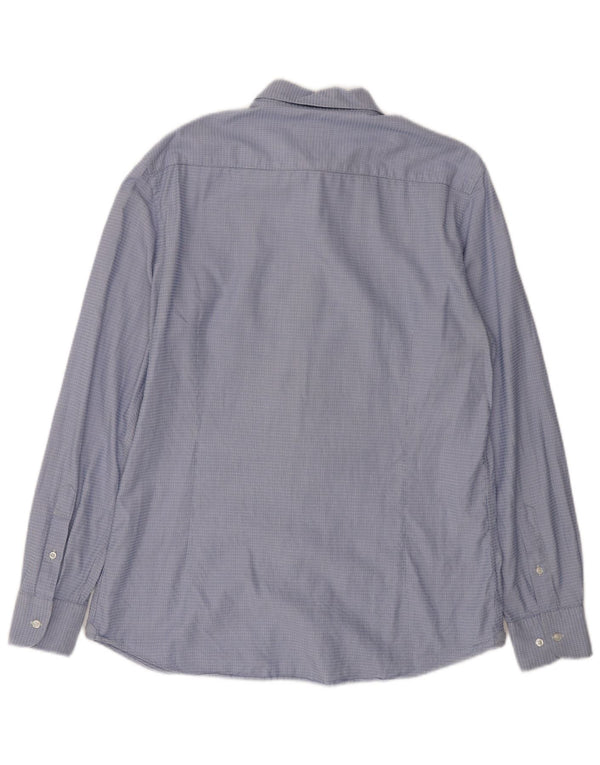 Camisa masculina MASSIMO DUTTI grande algodão listrado azul