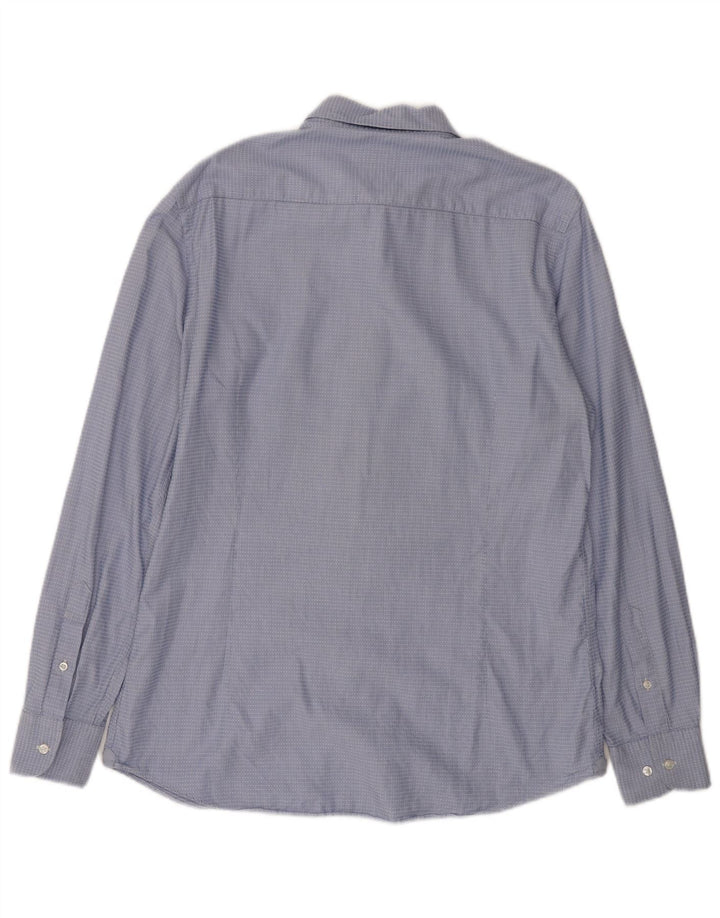 Camisa masculina MASSIMO DUTTI grande algodão listrado azul