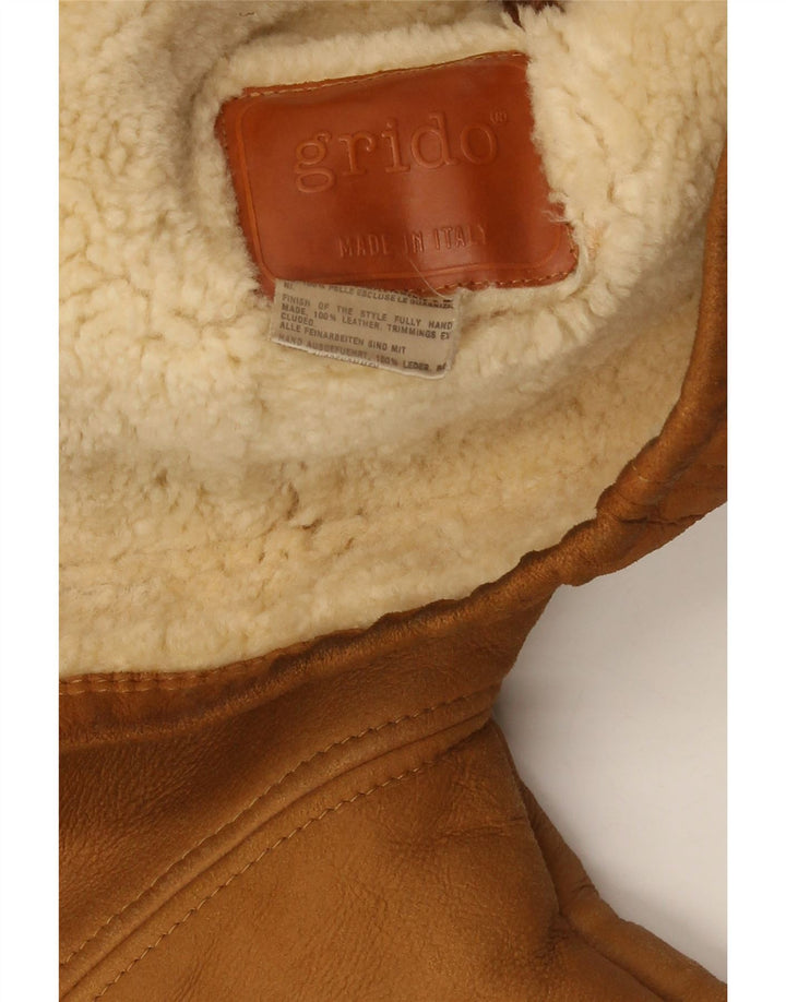 Jaqueta masculina vintage Shearling UK 40 grande couro marrom