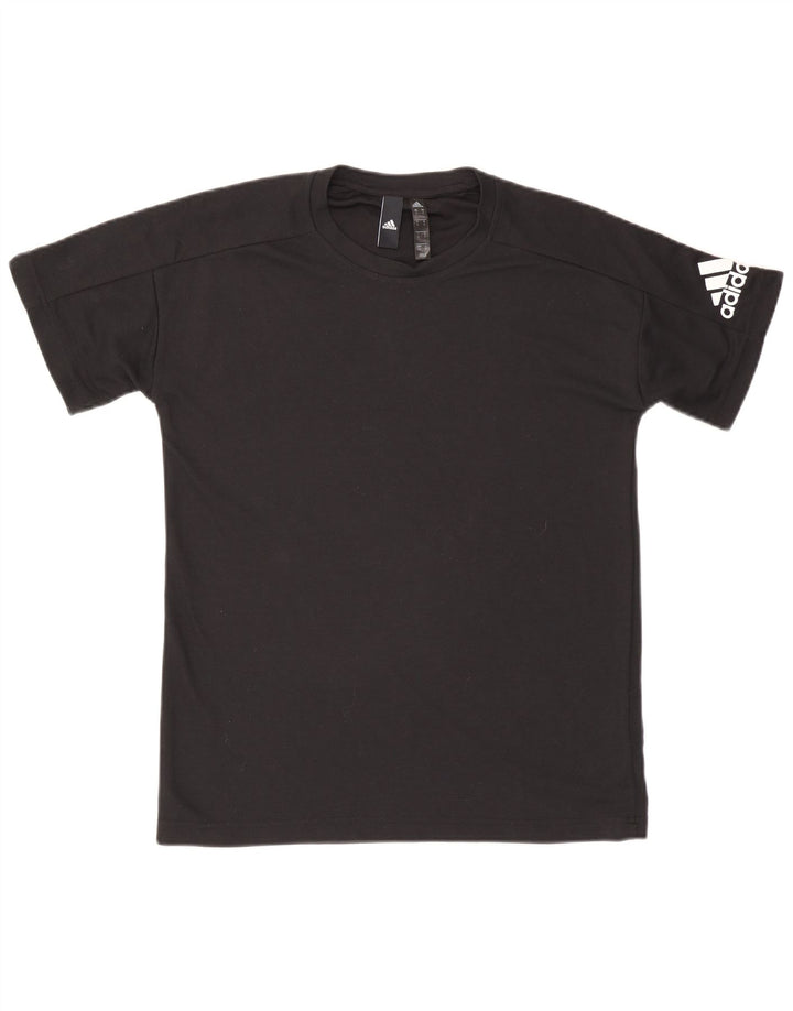 ADIDAS Mens T-Shirt Top Pequeno Poliéster Preto