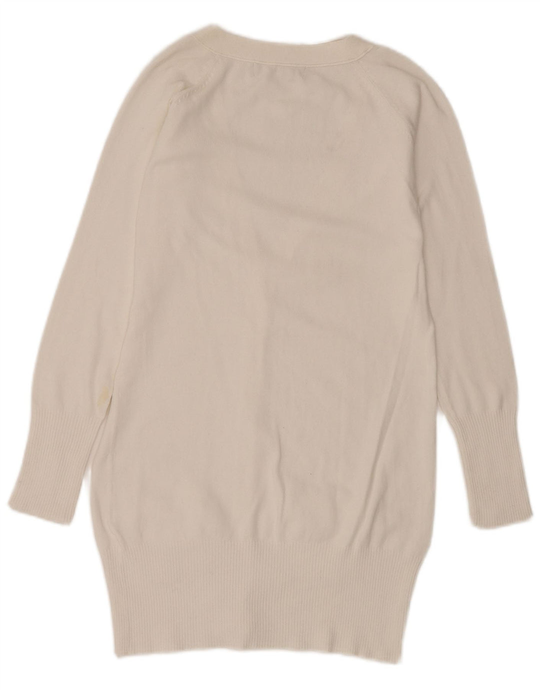 Suéter cardigã feminino Zara Longline Reino Unido 12 algodão branco médio