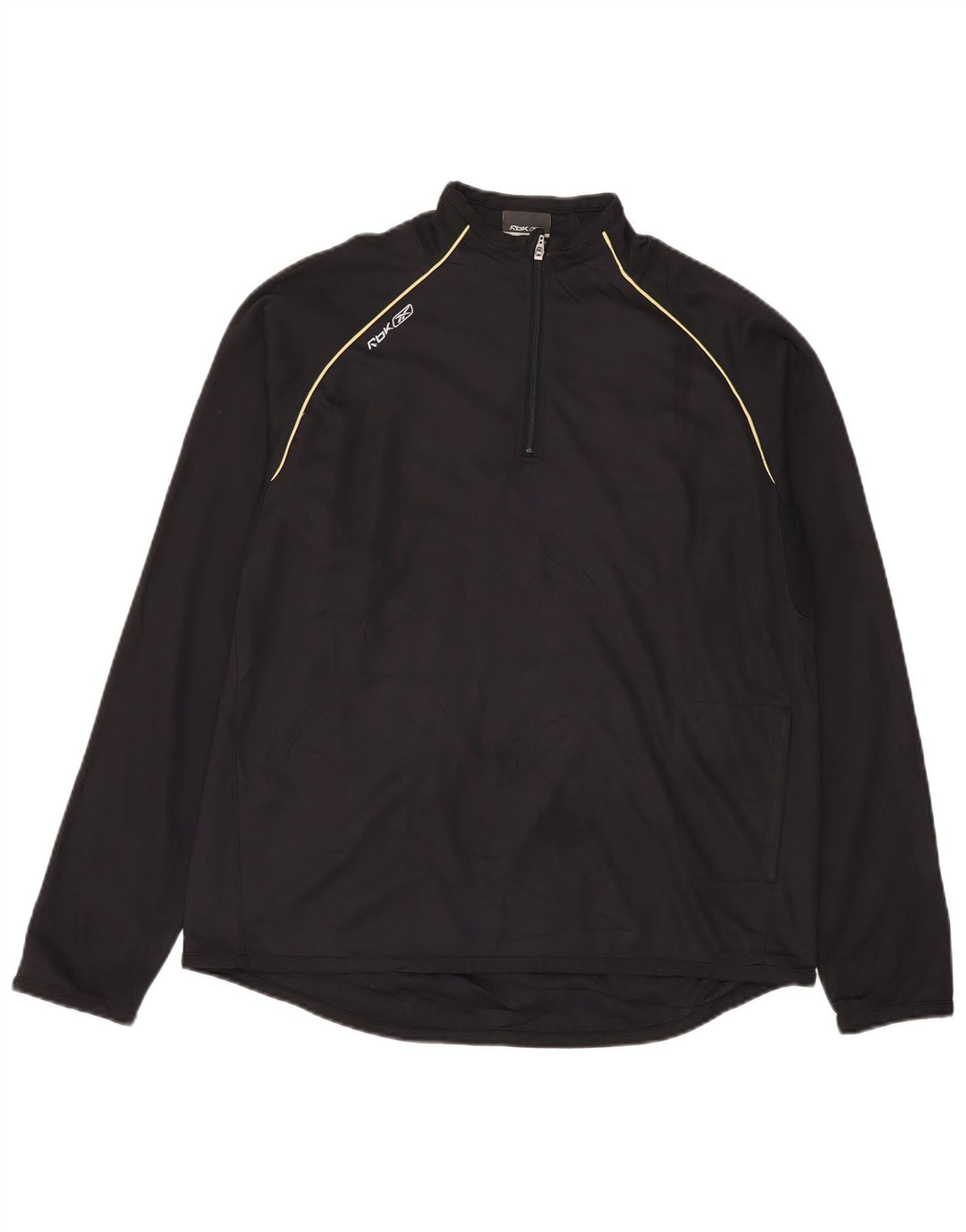 Reebok Mens Zip Neck Pullover Treino Top Grande Poliéster Preto