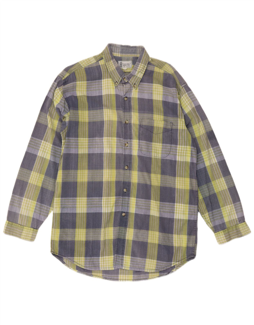 Camisa masculina vintage grande xadrez azul
