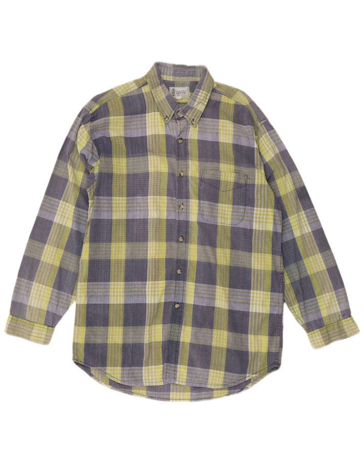 Camisa masculina vintage grande xadrez azul