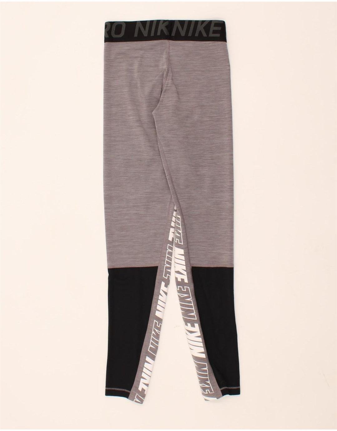 NIKE Womens Dri Fit Graphic Leggings UK 8 Small  Grey Colourblock Vintage Nike and Second-Hand Nike from Messina Hembry 