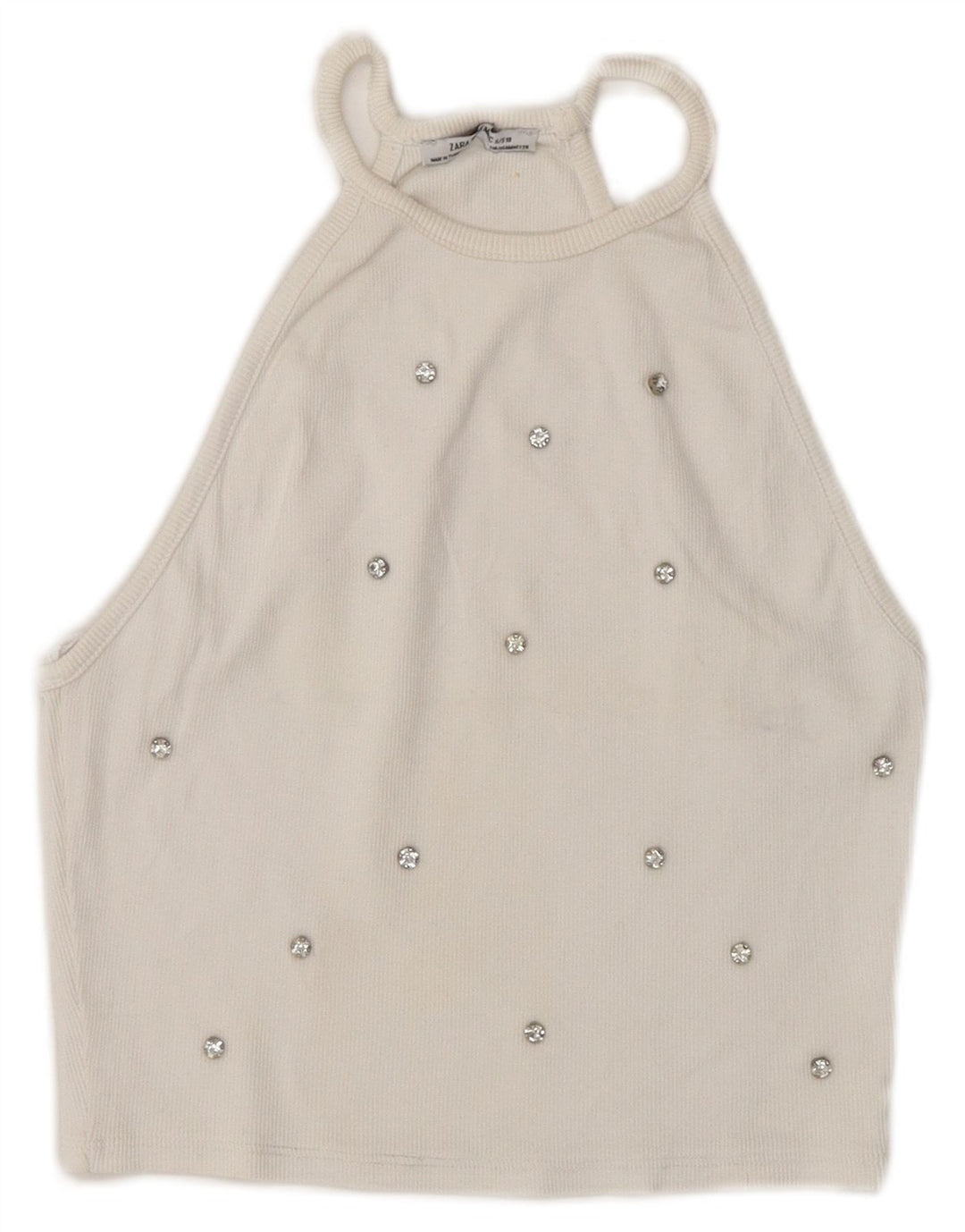 Zara Womens Crop Halter Top Reino Unido 8 Pequeno Branco