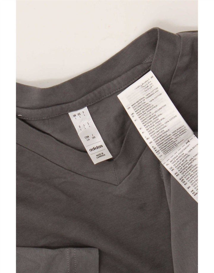Adidas Mens Camiseta Top Grande Algodão Cinza