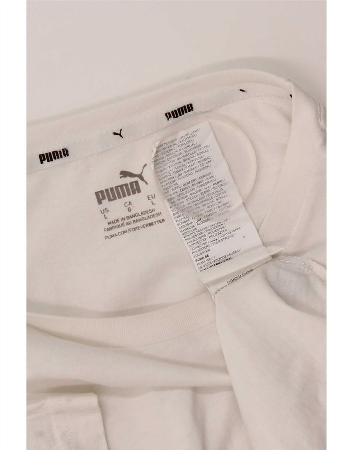 Puma Mens Graphic T-Shirt Top Grande Algodão Branco