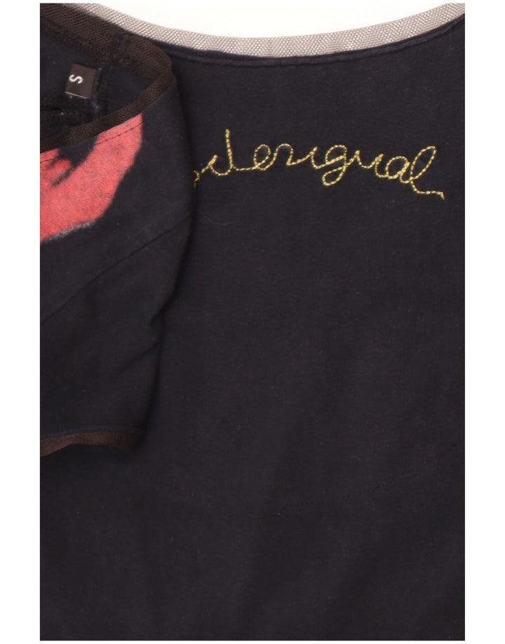 Vestido feminino Desigual com bainha gráfica UK 10 pequeno preto