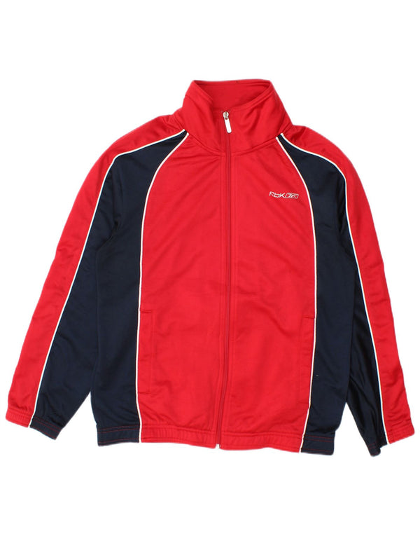 Reebok Womens Tracksuit Top Jacket UK 14 Medium Red Colourblock Poliéster