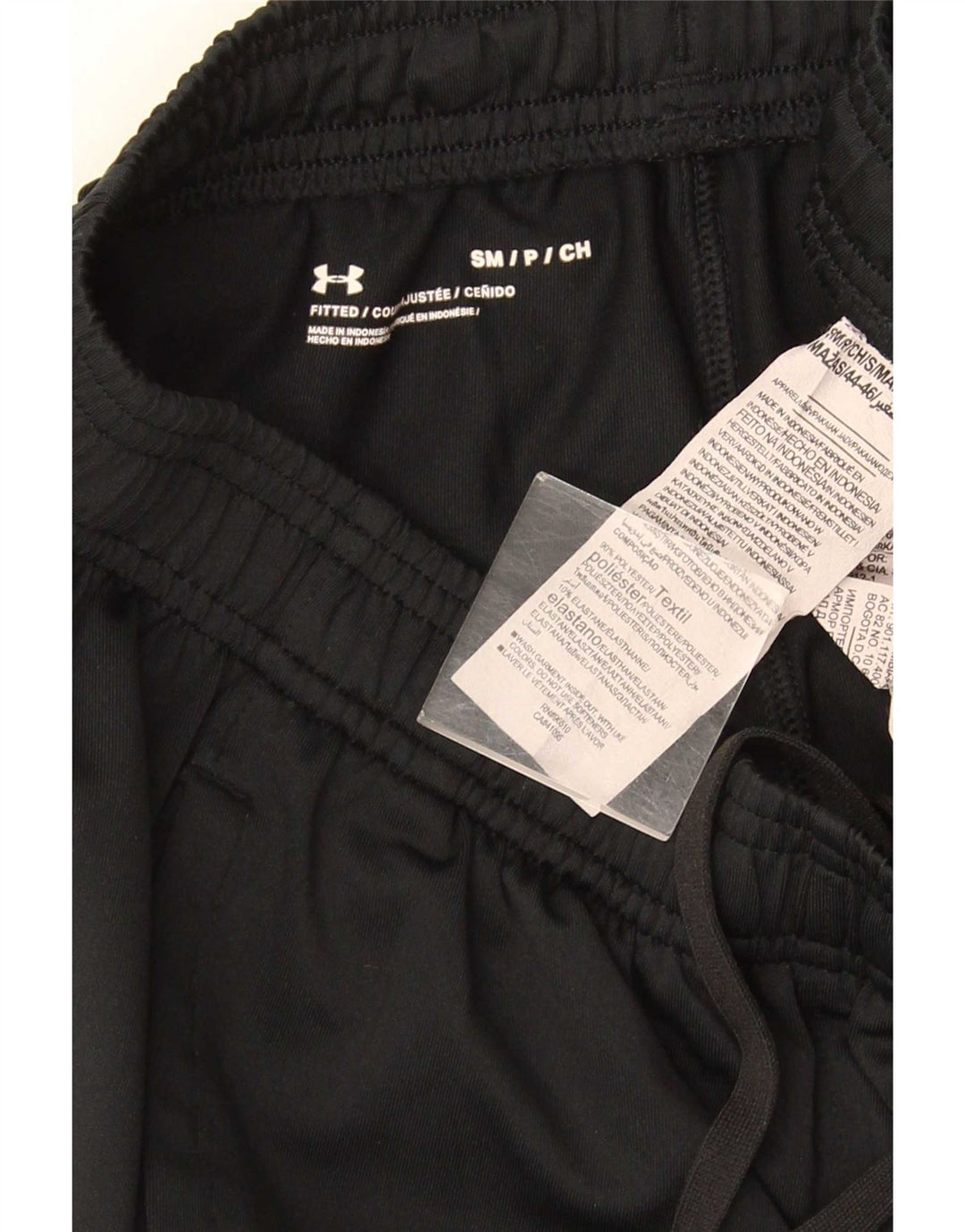 Calça de treino masculina Under Armour pequena poliéster preta