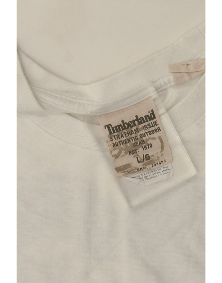 Timberland Camiseta masculina gráfica grande algodão branco