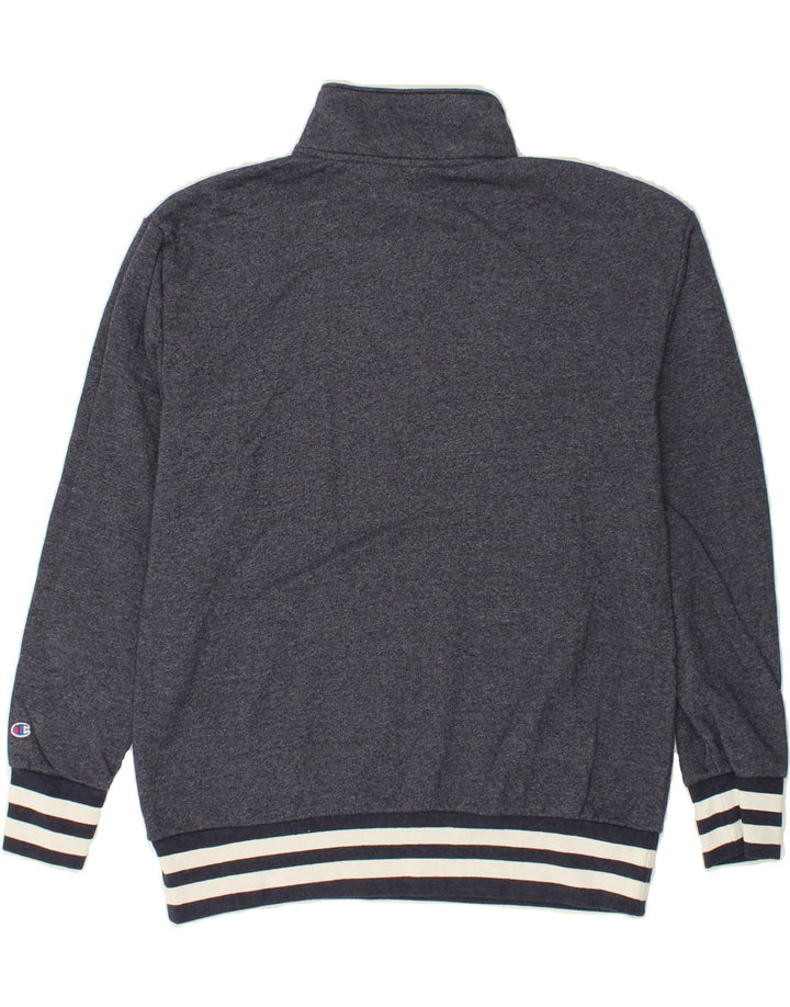 CHAMPION Womens Zip Neck Sweatshirt Jumper UK 16 Large Blue Cotton Vintage Champion and Second-Hand Champion from Messina Hembry 