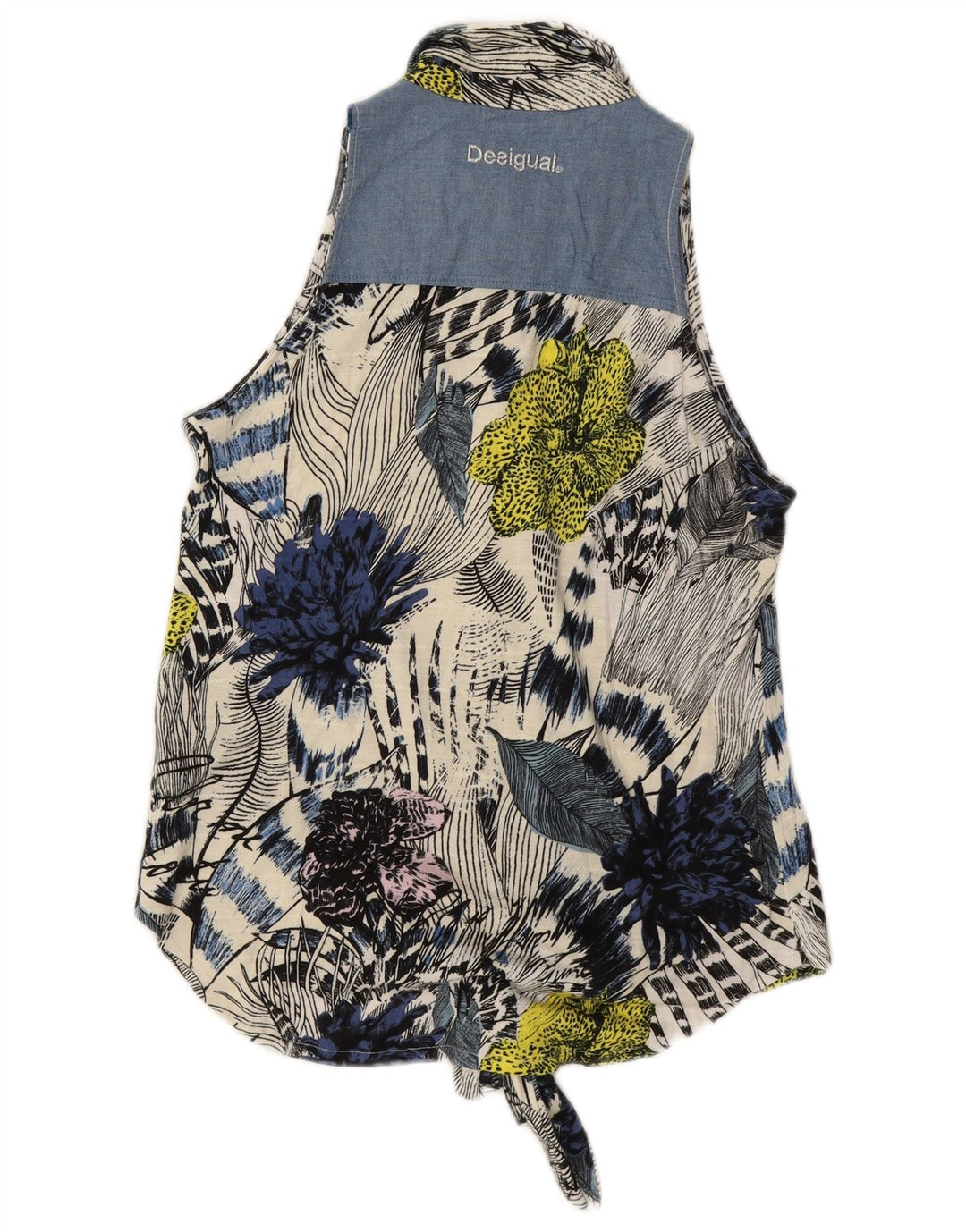 Blusa feminina sem mangas DESIGUAL UK 14 média floral multicolorida
