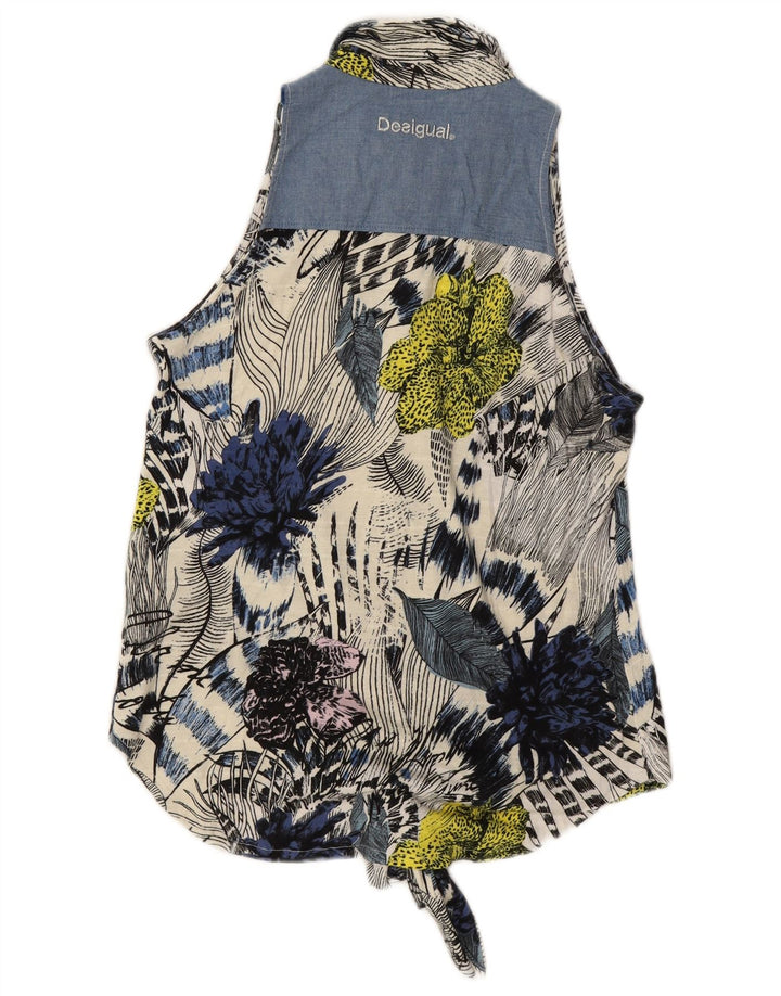 Blusa feminina sem mangas DESIGUAL UK 14 média floral multicolorida