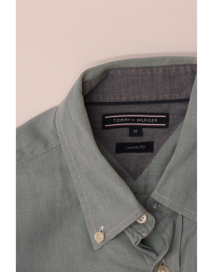 Camisa masculina Tommy Hilfiger Custom Fit de algodão verde médio