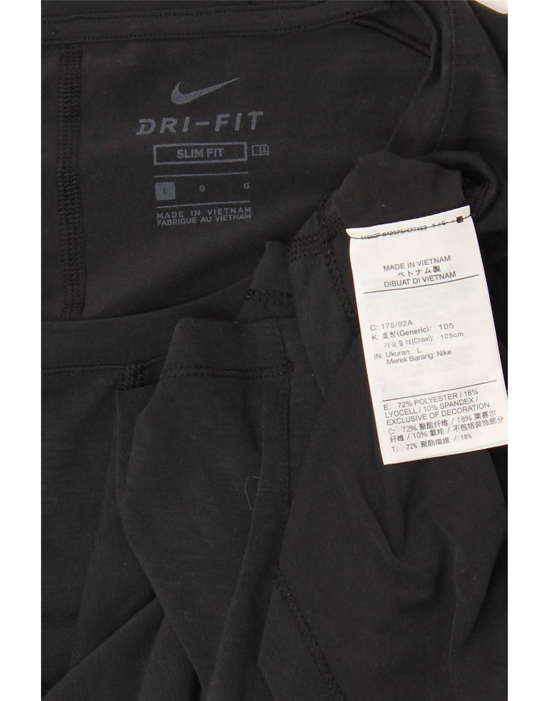 Camiseta masculina NIKE Dri Fit Slim Fit Top grande poliéster preto