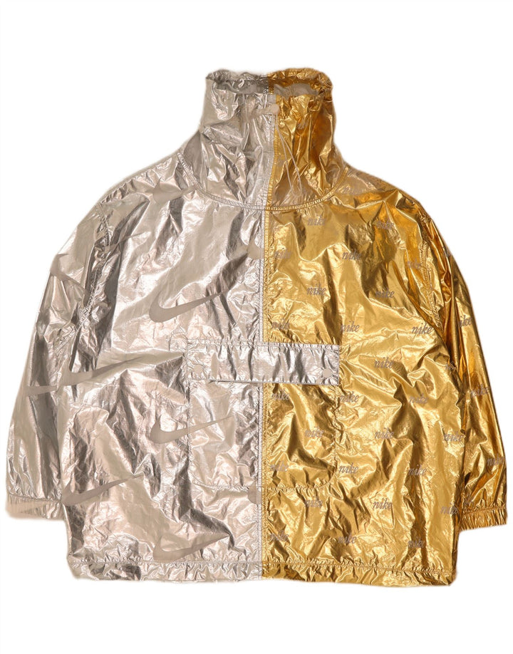 Jaqueta Nike Feminina Graphic Oversized Anorak UK 16 Grande Bloco Colorido Prateado