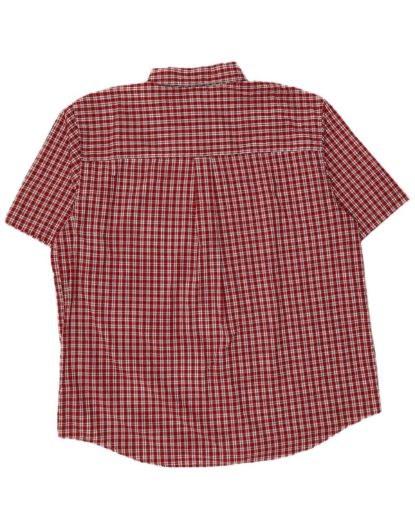 Camisa masculina de manga curta Chaps Easy Care 2XL algodão xadrez vermelho