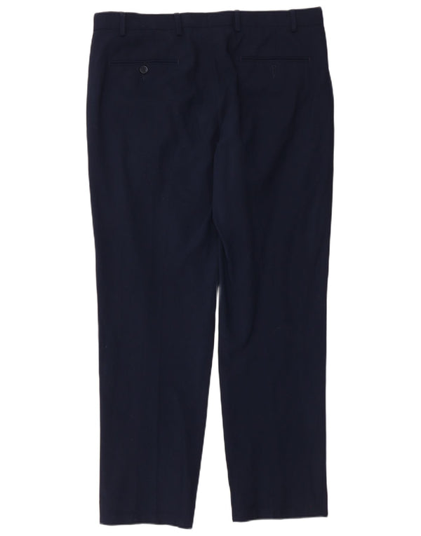 Calça casual masculina Marks & Spencer de ajuste regular W36 L31 lã azul marinho