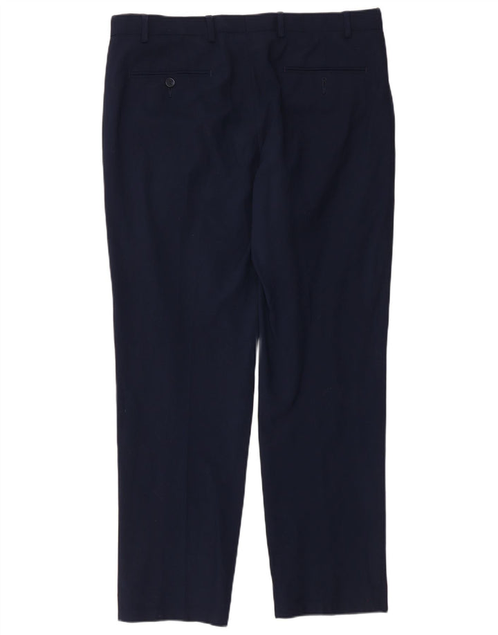 Calça casual masculina Marks & Spencer de ajuste regular W36 L31 lã azul marinho