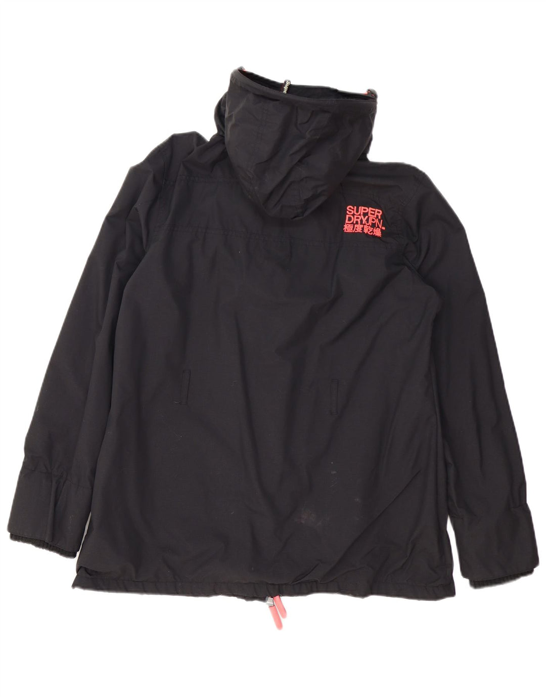 Jaqueta de chuva com capuz Superdry Womens The Windmac UK 18 XL preto poliéster