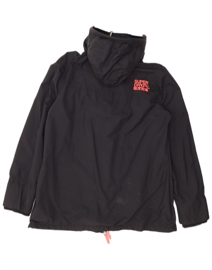 Jaqueta de chuva com capuz Superdry Womens The Windmac UK 18 XL preto poliéster